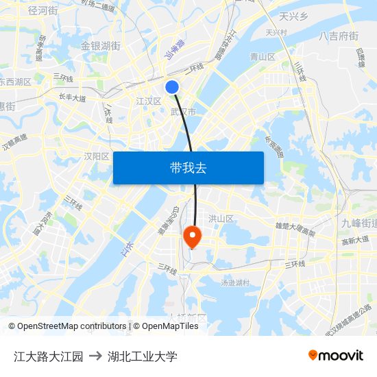 江大路大江园 to 湖北工业大学 map