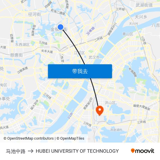 马池中路 to HUBEI UNIVERSITY OF TECHNOLOGY map