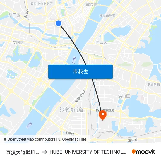 京汉大道武胜路 to HUBEI UNIVERSITY OF TECHNOLOGY map