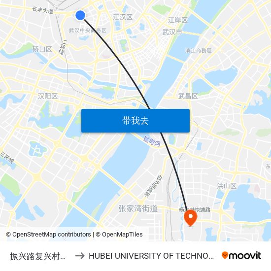 振兴路复兴村小区 to HUBEI UNIVERSITY OF TECHNOLOGY map