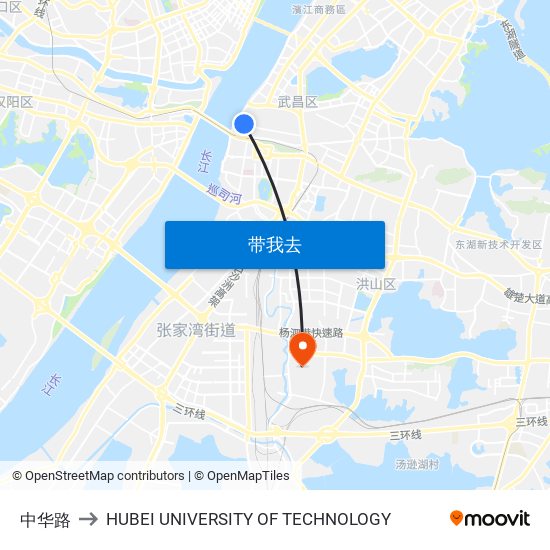 中华路 to HUBEI UNIVERSITY OF TECHNOLOGY map