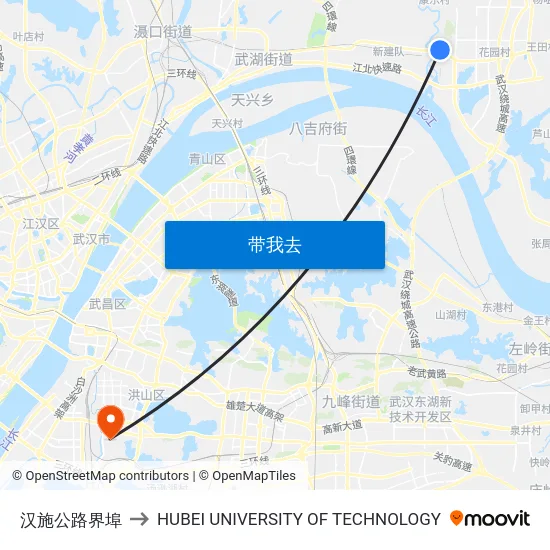 汉施公路界埠 to HUBEI UNIVERSITY OF TECHNOLOGY map
