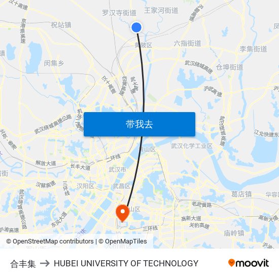 合丰集 to HUBEI UNIVERSITY OF TECHNOLOGY map