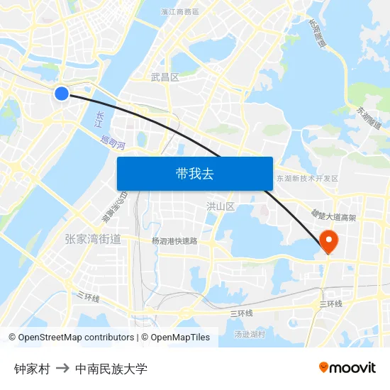 钟家村 to 中南民族大学 map