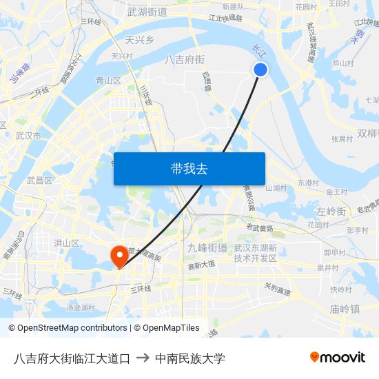 八吉府大街临江大道口 to 中南民族大学 map