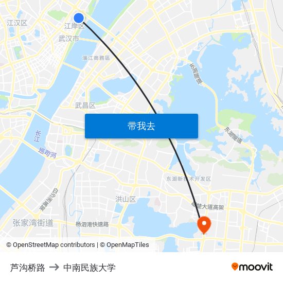 芦沟桥路 to 中南民族大学 map