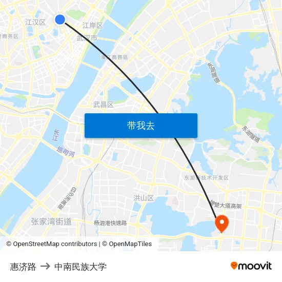 惠济路 to 中南民族大学 map