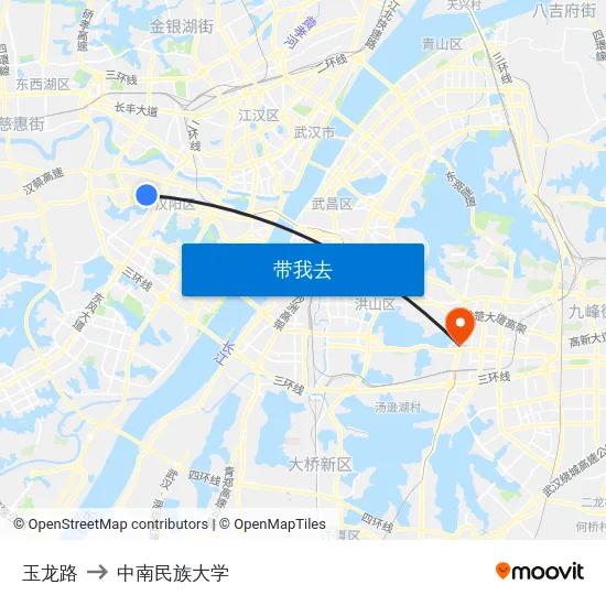 玉龙路 to 中南民族大学 map