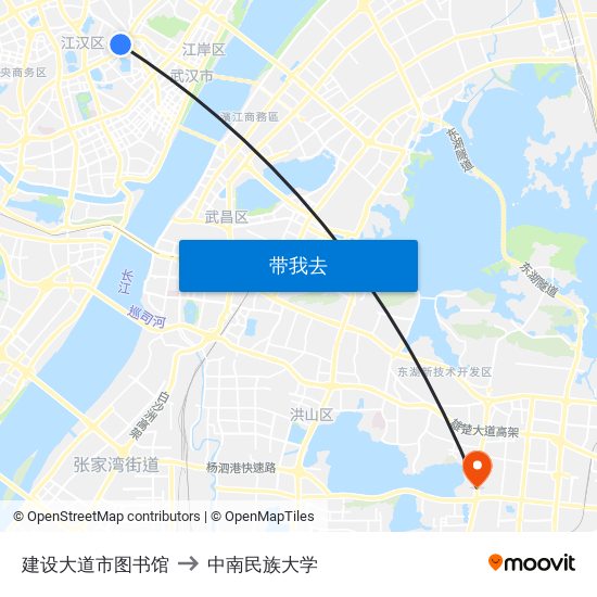 建设大道市图书馆 to 中南民族大学 map