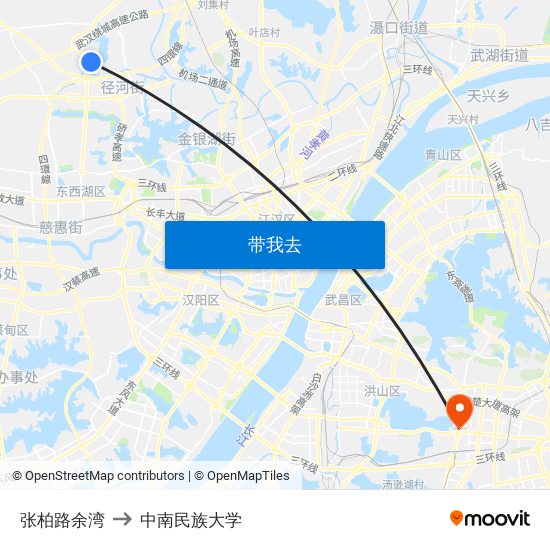 张柏路余湾 to 中南民族大学 map