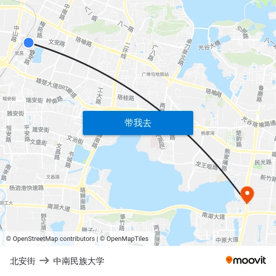 北安街 to 中南民族大学 map