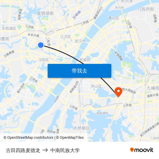 古田四路麦德龙 to 中南民族大学 map
