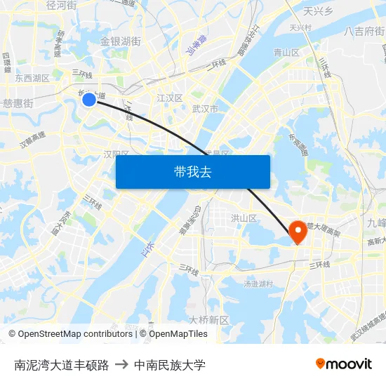 南泥湾大道丰硕路 to 中南民族大学 map