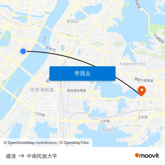建港 to 中南民族大学 map
