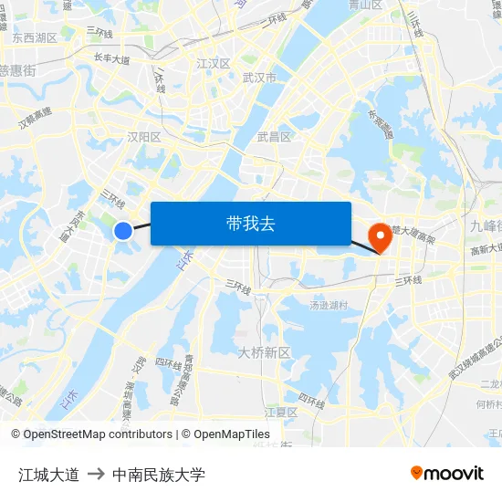 江城大道 to 中南民族大学 map