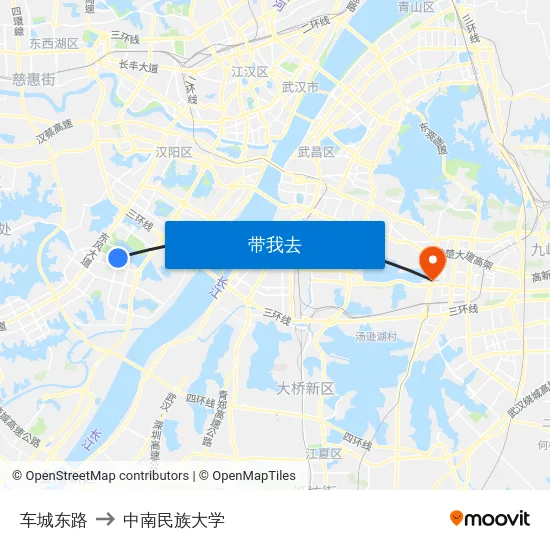 车城东路 to 中南民族大学 map