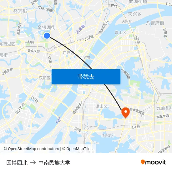 园博园北 to 中南民族大学 map