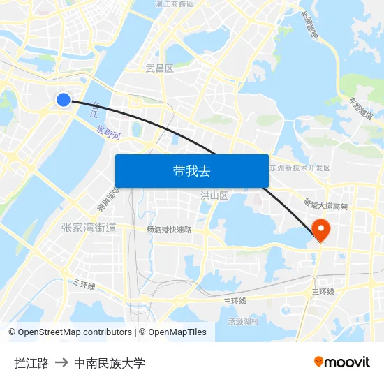拦江路 to 中南民族大学 map