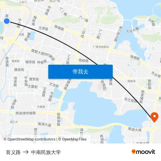 首义路 to 中南民族大学 map