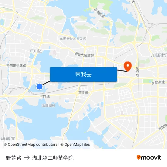 野芷路 to 湖北第二师范学院 map