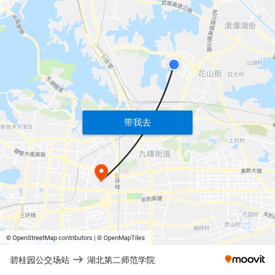 碧桂园公交场站 to 湖北第二师范学院 map