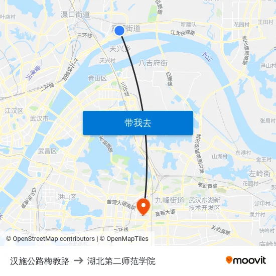 汉施公路梅教路 to 湖北第二师范学院 map