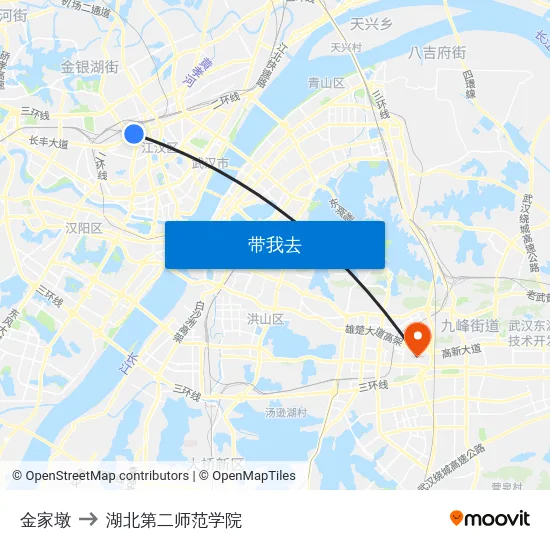 金家墩 to 湖北第二师范学院 map