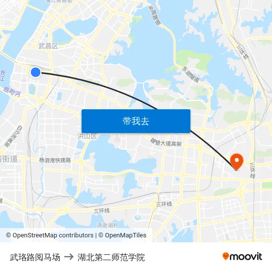 武珞路阅马场 to 湖北第二师范学院 map