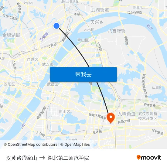 汉黄路岱家山 to 湖北第二师范学院 map