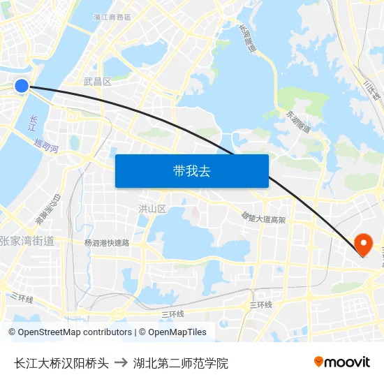 长江大桥汉阳桥头 to 湖北第二师范学院 map