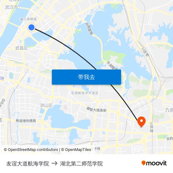 友谊大道航海学院 to 湖北第二师范学院 map