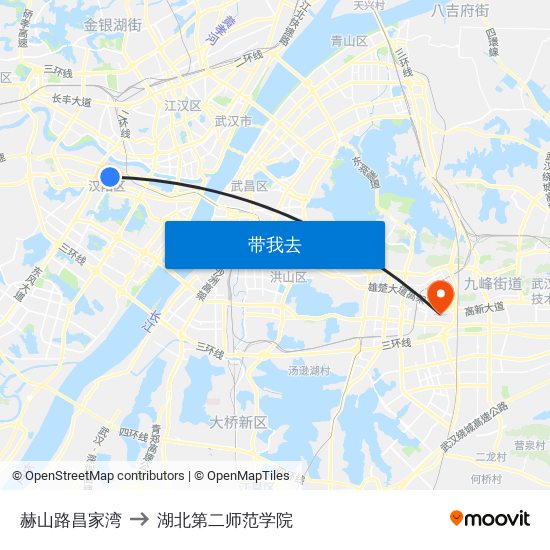 赫山路昌家湾 to 湖北第二师范学院 map