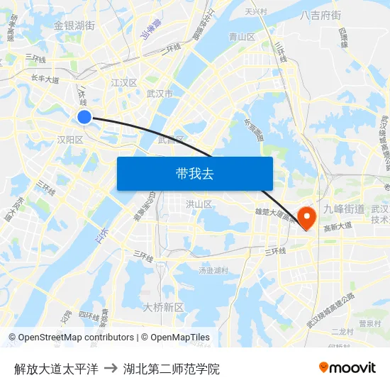 解放大道太平洋 to 湖北第二师范学院 map