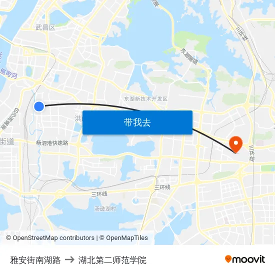 雅安街南湖路 to 湖北第二师范学院 map