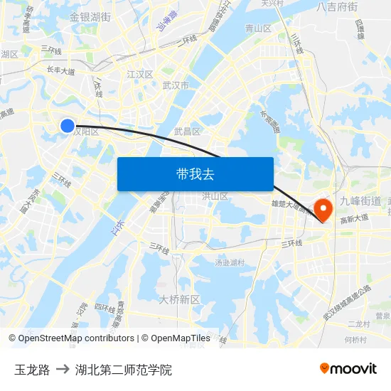 玉龙路 to 湖北第二师范学院 map