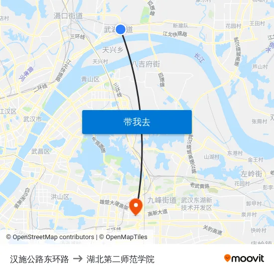 汉施公路东环路 to 湖北第二师范学院 map
