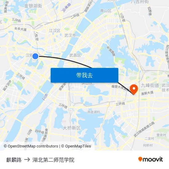 麒麟路 to 湖北第二师范学院 map