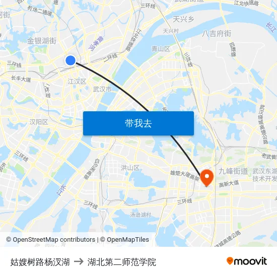 姑嫂树路杨汊湖 to 湖北第二师范学院 map