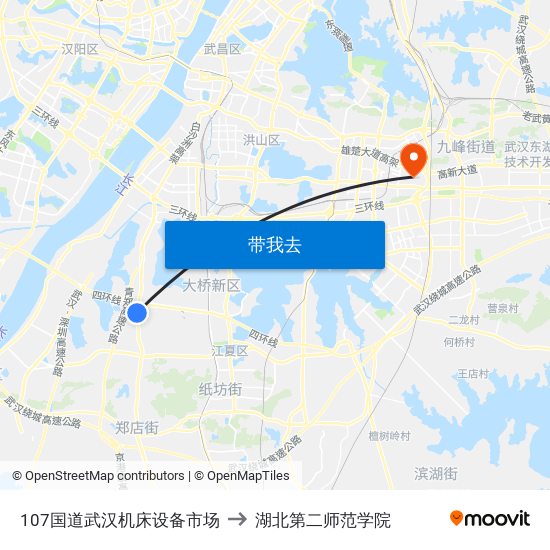 107国道武汉机床设备市场 to 湖北第二师范学院 map