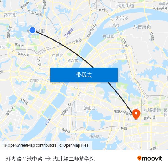 环湖路马池中路 to 湖北第二师范学院 map