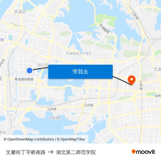 文馨街丁字桥南路 to 湖北第二师范学院 map