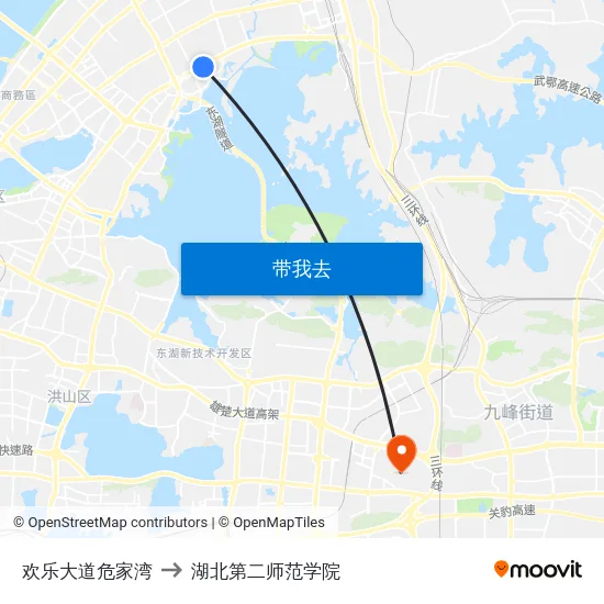 欢乐大道危家湾 to 湖北第二师范学院 map