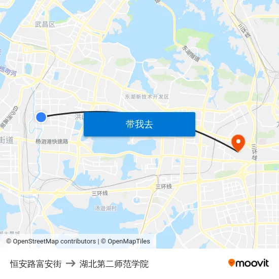 恒安路富安街 to 湖北第二师范学院 map