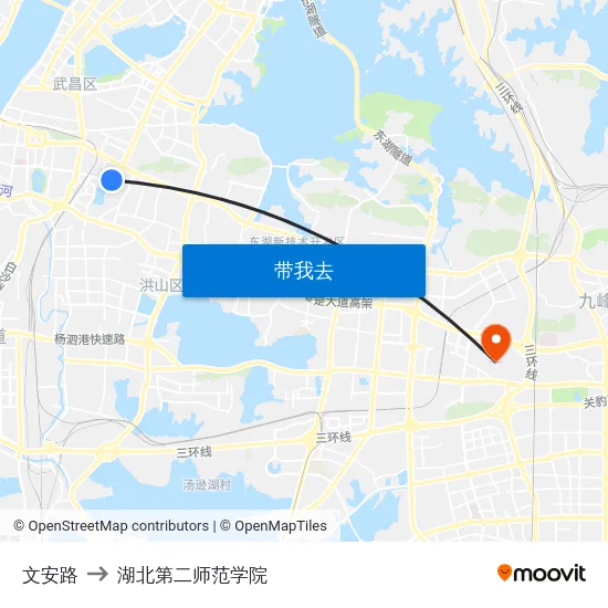 文安路 to 湖北第二师范学院 map