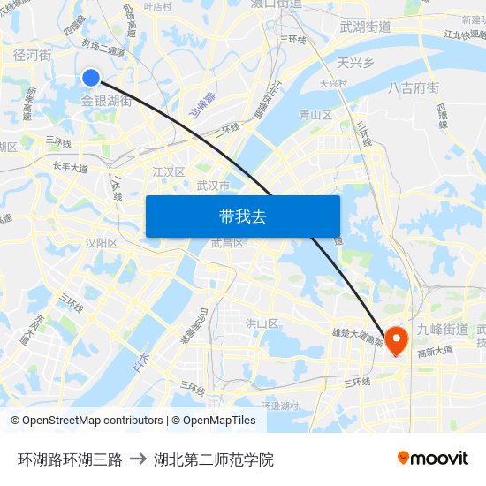 环湖路环湖三路 to 湖北第二师范学院 map