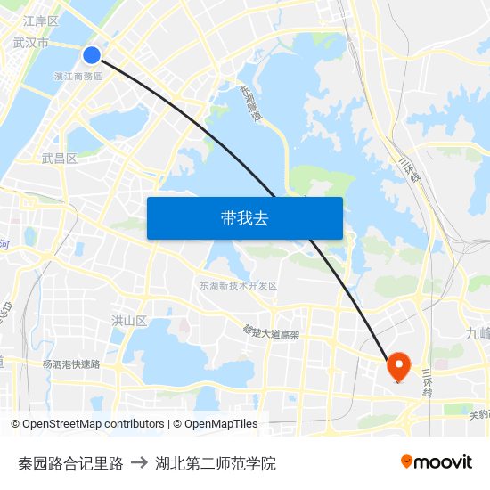 秦园路合记里路 to 湖北第二师范学院 map