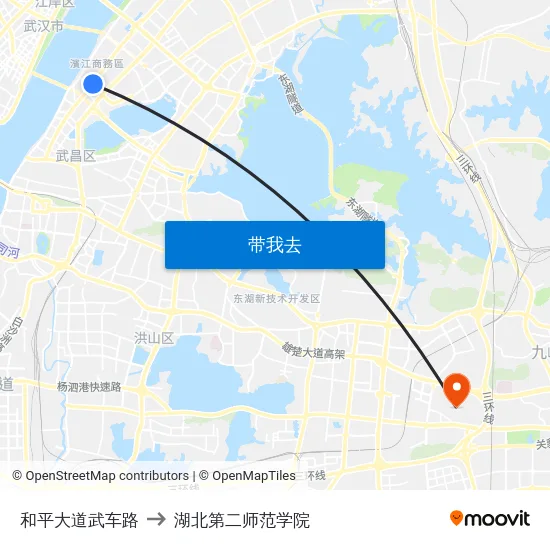 和平大道武车路 to 湖北第二师范学院 map