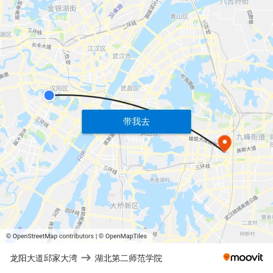 龙阳大道邱家大湾 to 湖北第二师范学院 map