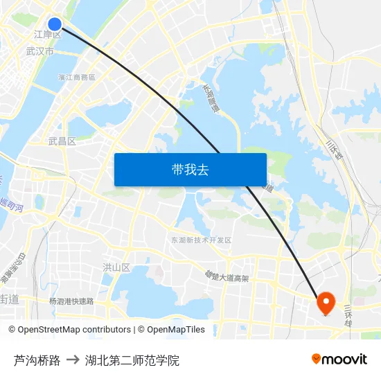 芦沟桥路 to 湖北第二师范学院 map