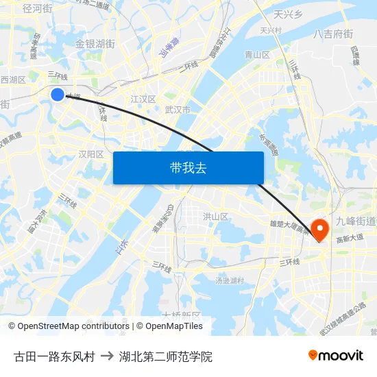 古田一路东风村 to 湖北第二师范学院 map